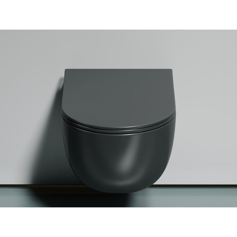 Подвесной унитаз 355х490х320мм Ceramicanova Modena Rimless темный антрацит матовый, с быстросъемным сидением микролифт