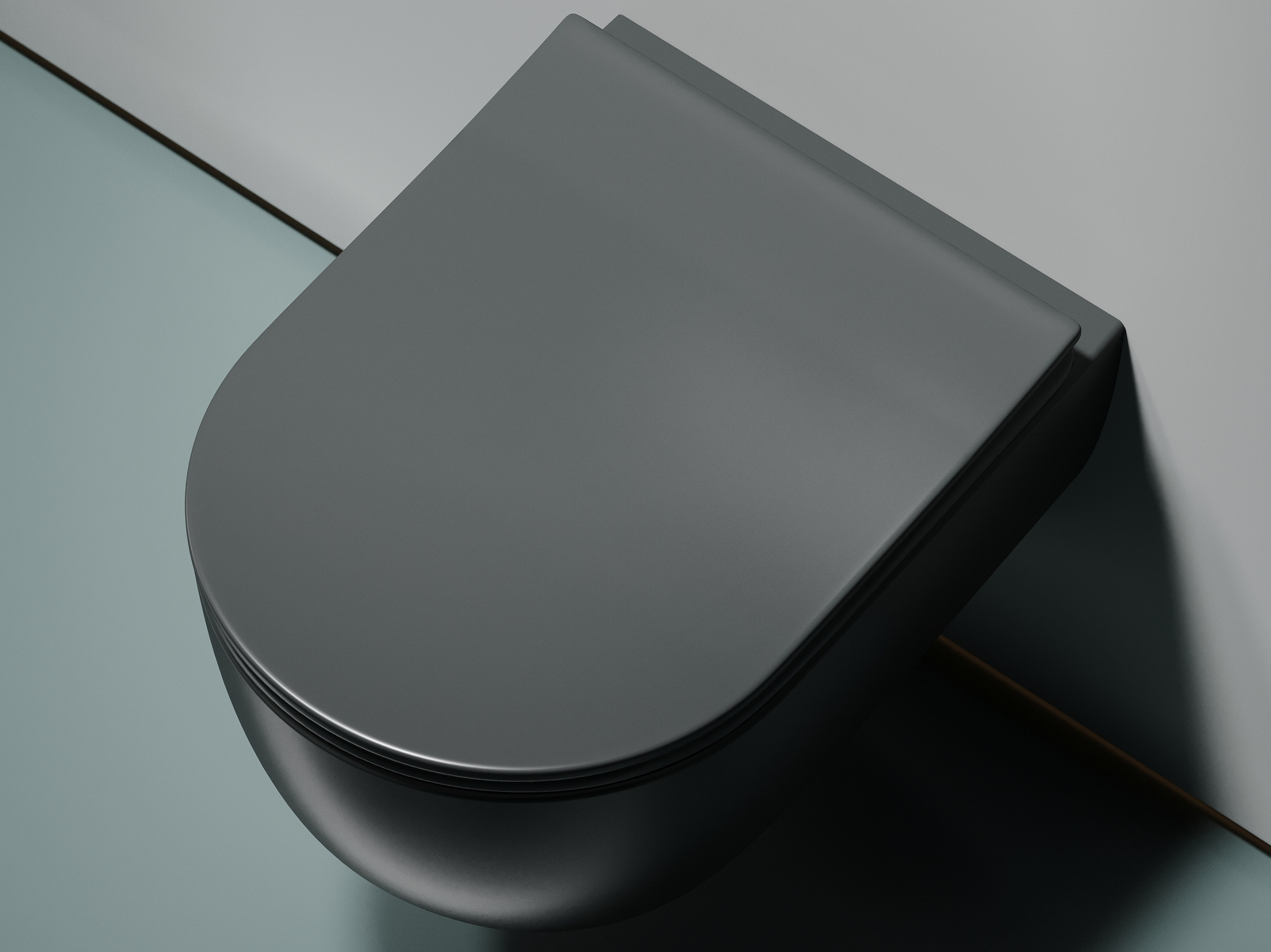 Подвесной унитаз 355х490х320мм Ceramicanova Modena Rimless темный антрацит матовый, с быстросъемным сидением микролифт