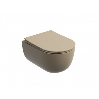 Подвесной унитаз 355х490х320мм Ceramicanova Modena Rimless Капучино матовый, с быстросъемным сидением микролифт