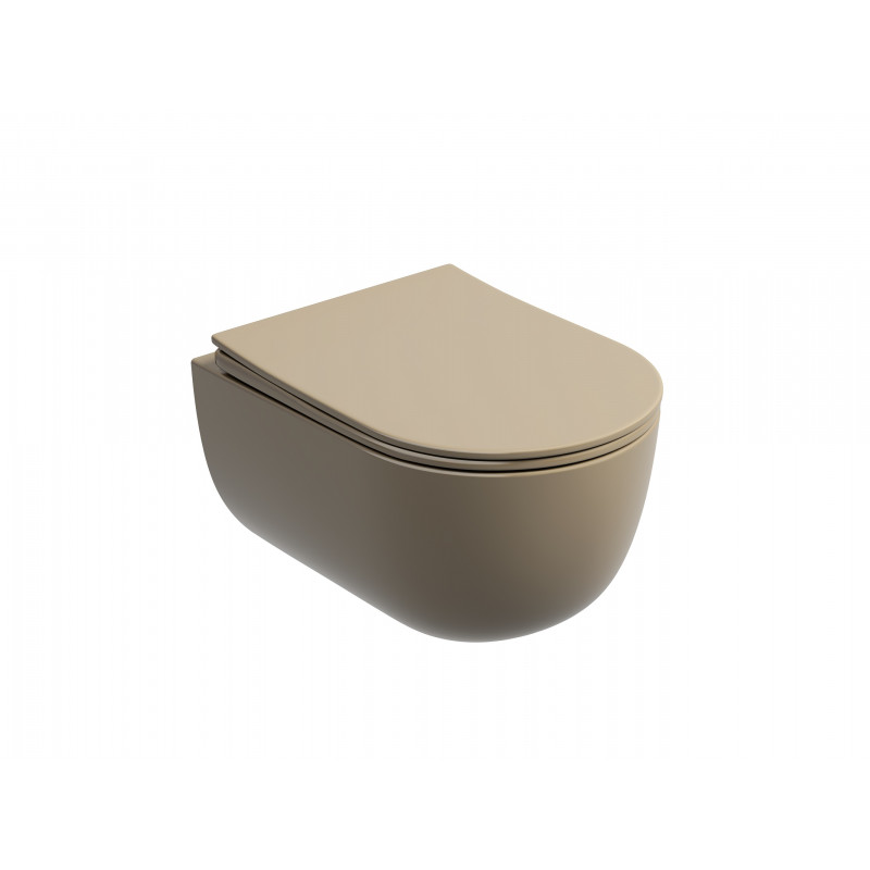 Подвесной унитаз 355х490х320мм Ceramicanova Modena Rimless Капучино матовый, с быстросъемным сидением микролифт