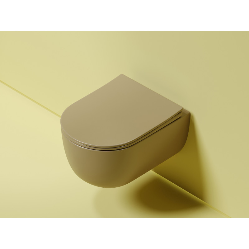 Подвесной унитаз 355х490х320мм Ceramicanova Modena Rimless Капучино матовый, с быстросъемным сидением микролифт