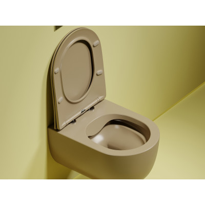 Подвесной унитаз 355х490х320мм Ceramicanova Modena Rimless Капучино матовый, с быстросъемным сидением микролифт