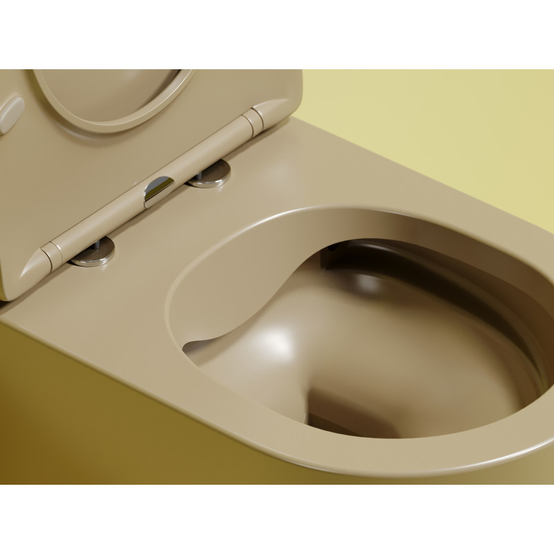 Подвесной унитаз 355х490х320мм Ceramicanova Modena Rimless Капучино матовый, с быстросъемным сидением микролифт