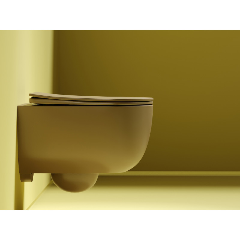Подвесной унитаз 355х490х320мм Ceramicanova Modena Rimless Капучино матовый, с быстросъемным сидением микролифт