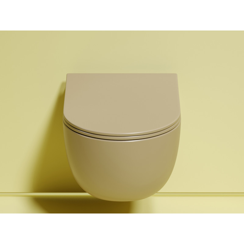 Подвесной унитаз 355х490х320мм Ceramicanova Modena Rimless Капучино матовый, с быстросъемным сидением микролифт