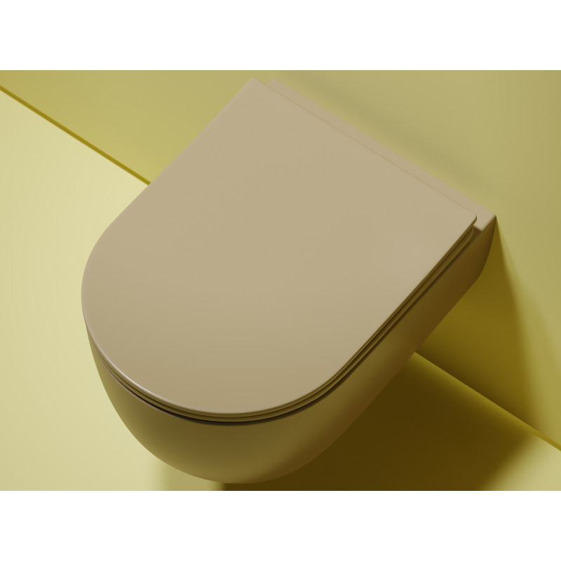 Подвесной унитаз 355х490х320мм Ceramicanova Modena Rimless Капучино матовый, с быстросъемным сидением микролифт