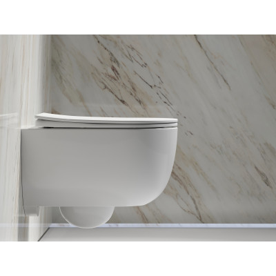 Подвесной унитаз 355х490х320мм Ceramicanova Modena Rimless белый глянцевый, с быстросъемным сидением микролифт