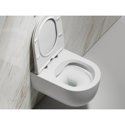 Подвесной унитаз 355х490х320мм Ceramicanova Modena Rimless белый глянцевый, с быстросъемным сидением микролифт
