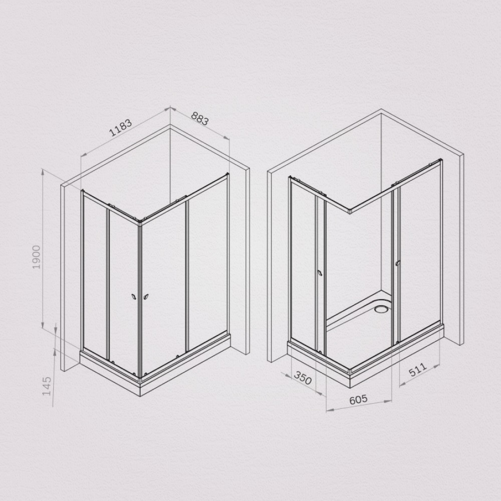Душевое ограждение 120x90 см, без поддона профиль хром AM.PM Sunny W87G-403-12090-MT
