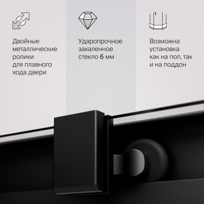 Душевой уголок черный 90x90см Am.pm Func W84G-403-9090-BТ