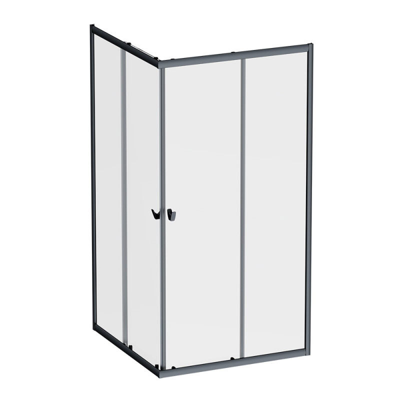 W87G-403-100100-BT Sunny душ огражд квадратн, раздвижн двери 100x100 черный,стекло прозрачн