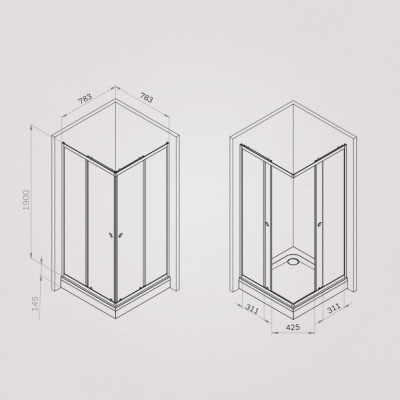 Душевое ограждение 80x80 см, без поддона профиль хром AM.PM Sunny W87G-403-8080-MT