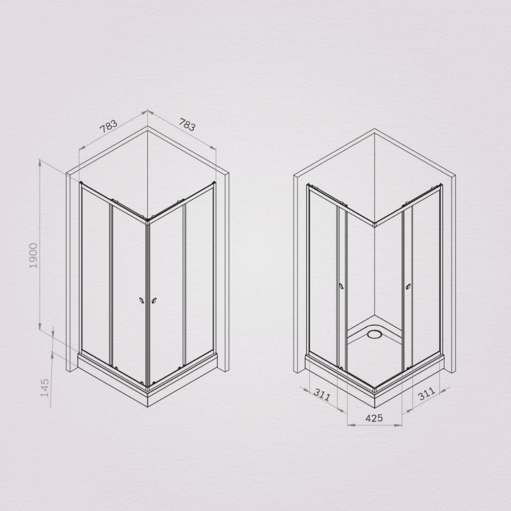 Душевое ограждение 80x80 см, без поддона профиль хром AM.PM Sunny W87G-403-8080-MT