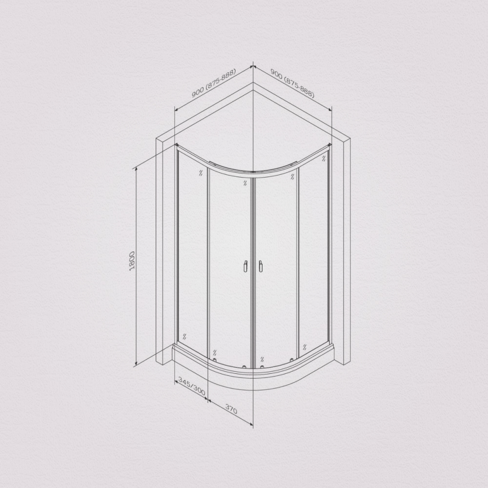 Душевое ограждение 90x90 Am.pm X-Joy профиль черный матовый, без поддона, W88G-205-090BT64