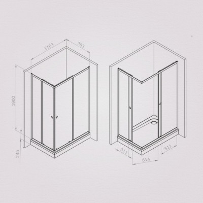 Душевое ограждение 120x80 см, без поддона профиль хром AM.PM Sunny W87G-403-12080-MT