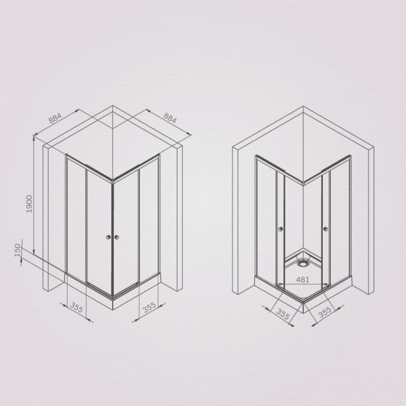 Душевой уголок черный 90x90см Am.pm X-Joy W94G-403-9090-BТ