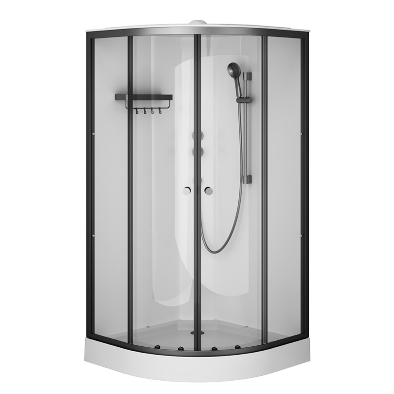 W94C-401-100BT X-Joy кабина душевая  100x100, 1/4 круга,  профиль мат.черный, стекло прозрачное