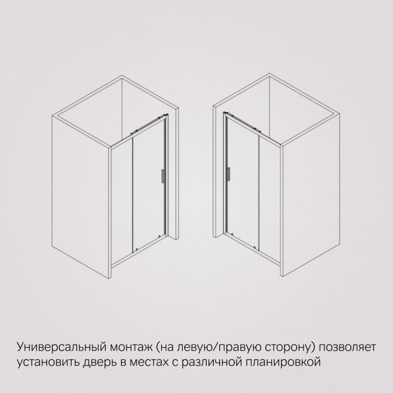 Душевая дверь в нишу черная 140х195см Am.pm Gem W90G-140-1-195BG
