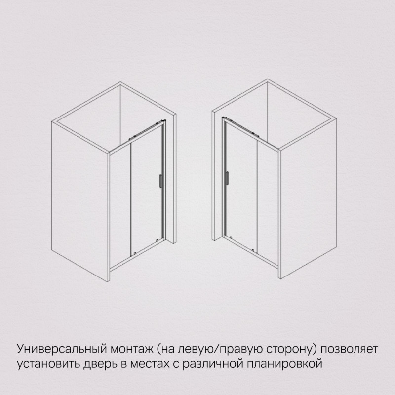 W90G-120-1-195BG Gem Solo Дверь душевая 120х195, стекло тонированное, профиль черный матовый