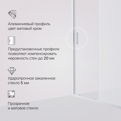 Душевая дверь 110х195см хром Am.pm Gem W90G-110-1-195MM