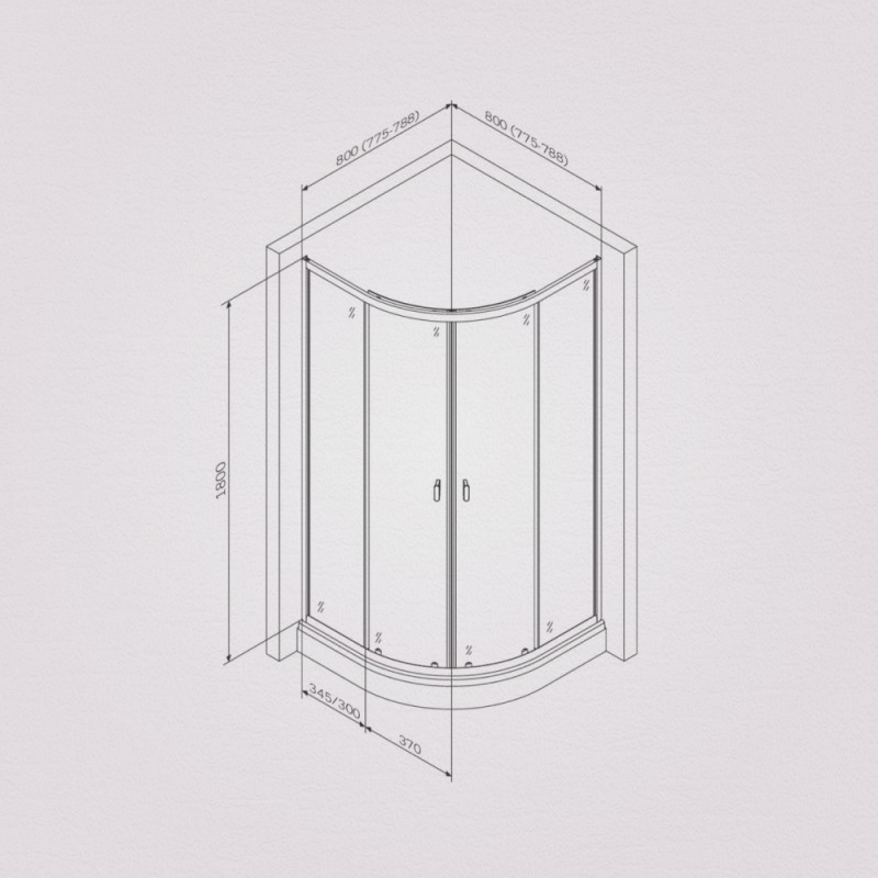 W88G-205-080MT64 X-Joy Twin Slide,  Душевое ограждение без  поддона, 80x80, профиль мат хром