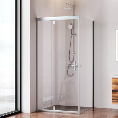 W90G-404-090MT Душевое ограждение Gem Sqare Pivot 90x90 стекло прозрачное, профиль матовый хром, без