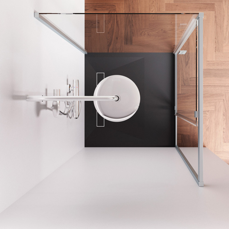 W90G-404-090MT Душевое ограждение Gem Sqare Pivot 90x90 стекло прозрачное, профиль матовый хром, без