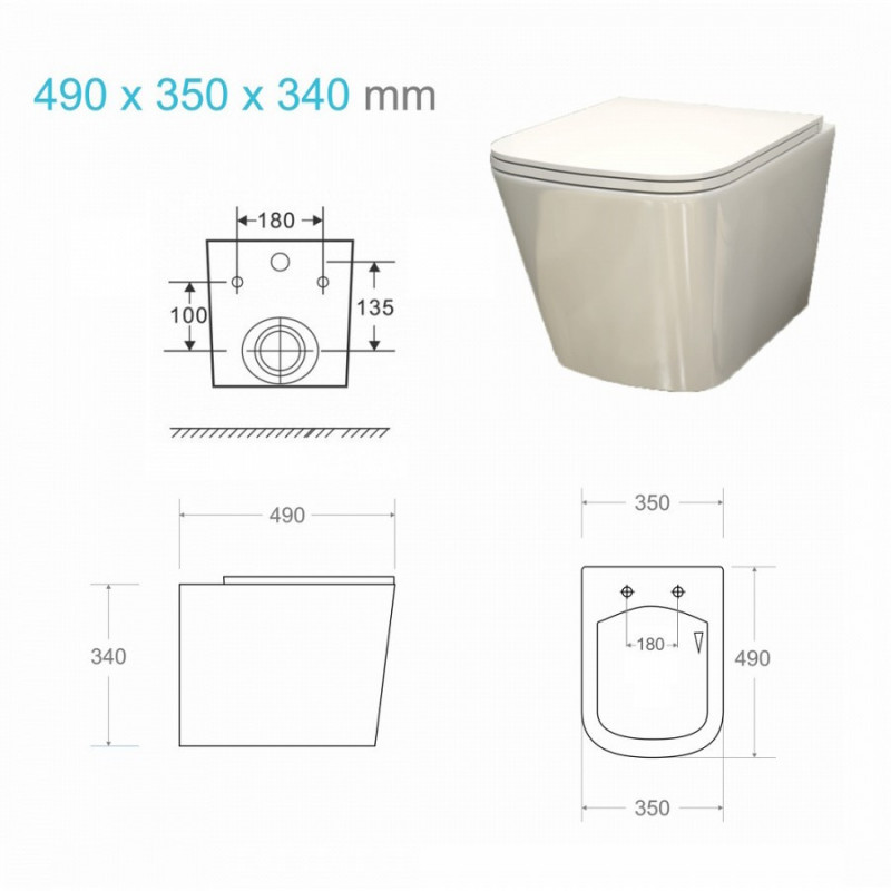 Унитаз подвесной торнадо безободковый сиденьем микролифт Teymi Helmi Vortex T40303