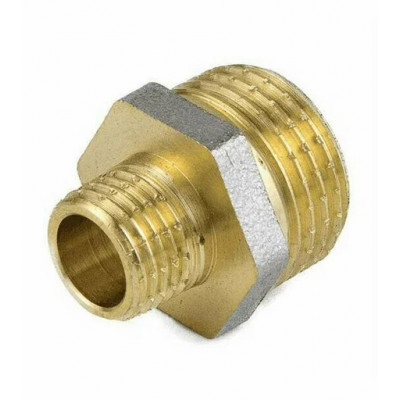 Ниппель латунь никель переходной Ду 15х10 (1/2"х3/8")  Aquasfera 9023-02