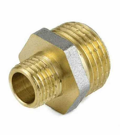 Ниппель латунь никель переходной Ду 15х10 (1/2"х3/8")  Aquasfera 9023-02