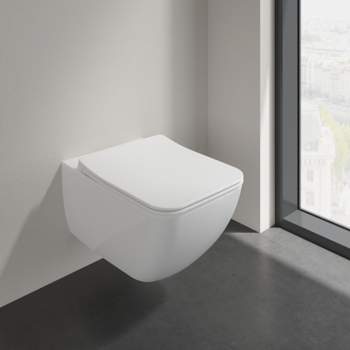 Унитаз подвесной с сидением Villeroy & Boch Venticello 4611RL Альпийский белый CeramicPlus SlimSeat LINE (Sandwich)