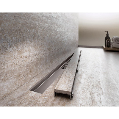 Водоотводящий желоб без порогов Alca Drain APZ15 Marble c решеткой под кладку плитки