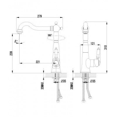 Смеситель для кухни с поворотным изливом, STATUS LM4404C Lemark