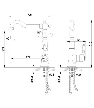 Смеситель для кухни с поворотным изливом, STATUS LM4404C Lemark