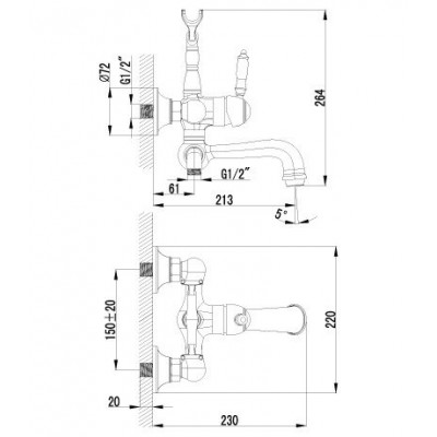 Смеситель для ванны с фиксированным изливом  LM4812B, Lemark