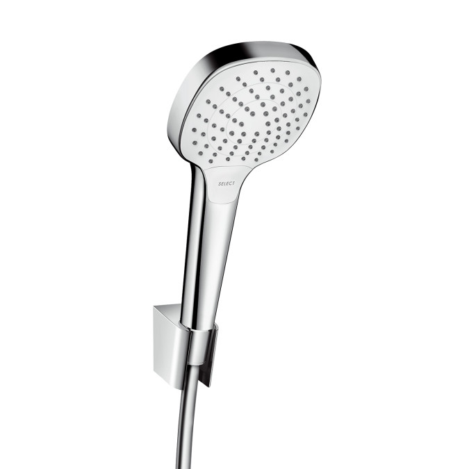 Душевой набор Hansgrohe Croma Select E Vario с держателем и шлангом 160см, белый/хром