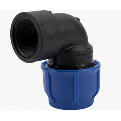 Отвод компрессионный ПЭ Дн 63х1 1/2"х90гр ВР Ру16 VALFEX 1210012363112