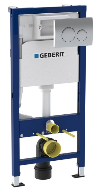 Инсталляция Geberit Duofix для унитаза, 112 см, со смывным бачком скрытого монтажа Delta 12 см, клавиша Delta20 гл.хром