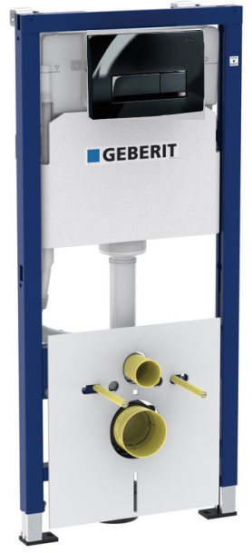 Инсталляция Geberit Duofix для унитаза, 112 см, со смывным бачком скрытого монтажа Delta 12см, клавиша Delta50 черный гл.