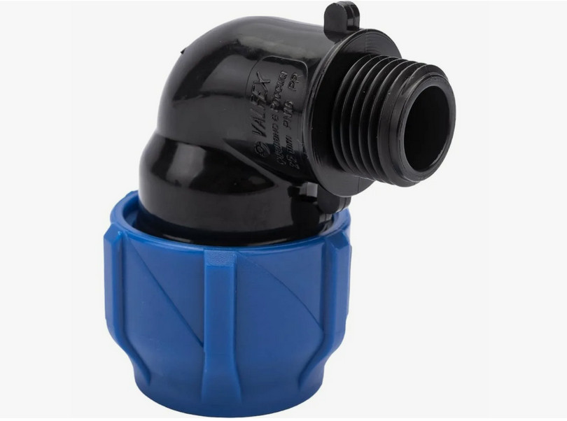 Отвод компрессионный ПЭ Дн 25х1/2"х90гр НР Ру16 VALFEX 1210012425012