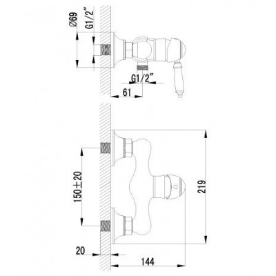 Смеситель для ванны с фиксированным изливом  LM4812B, Lemark