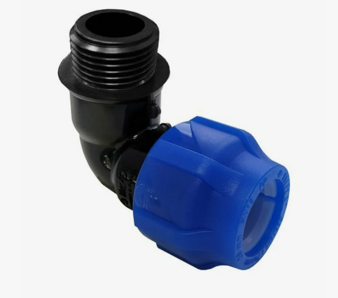 Отвод компрессионный ПЭ Дн 50х1 1/4"х90гр НР Ру16 VALFEX 1210012450114