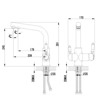 Смеситель для кухни с поворотным изливом, VILLA LM4805B Lemark