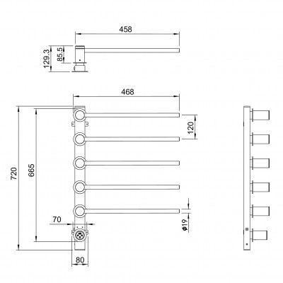 Полотенцесушитель электрический встраиваемый WONZON & WOGHAND HAMBURG, Темный графит