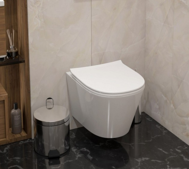 Комплект Унитаз подвесной Qwelle + Инсталляция Geberit Duofix Delta 458.163.21.1 с кнопкой смыва, хром