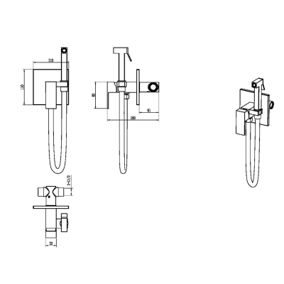Смеситель гигиенический Boheme Qubic Matt Gold