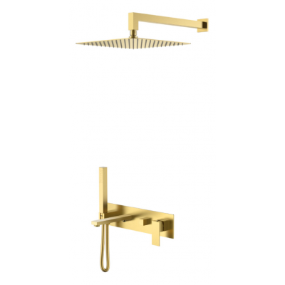Душевая система встраиваемая Boheme Qubic Matt Gold с изливом
