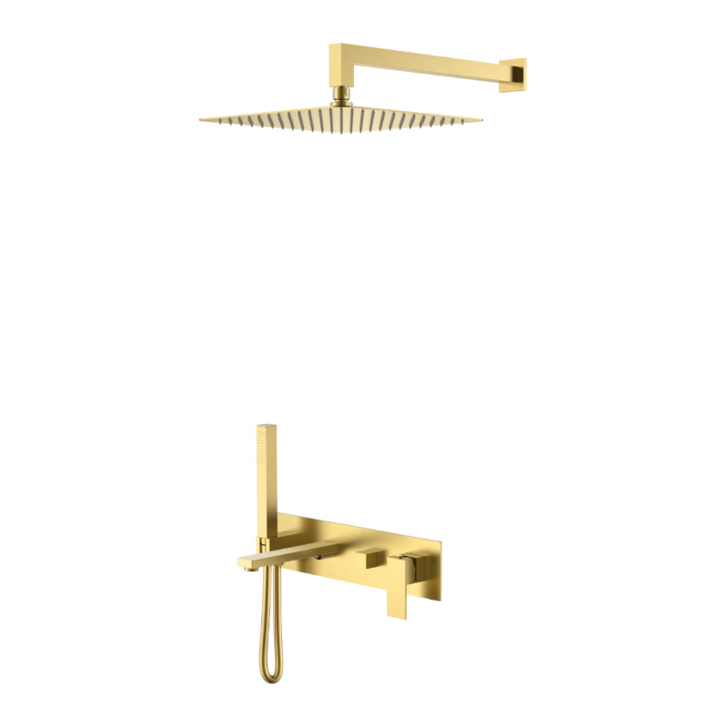 Душевая система встраиваемая Boheme Qubic Matt Gold с изливом