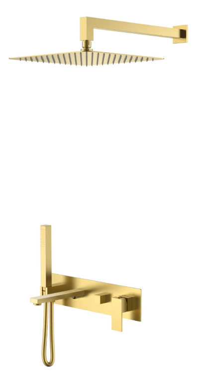 Душевая система встраиваемая Boheme Qubic Matt Gold с изливом