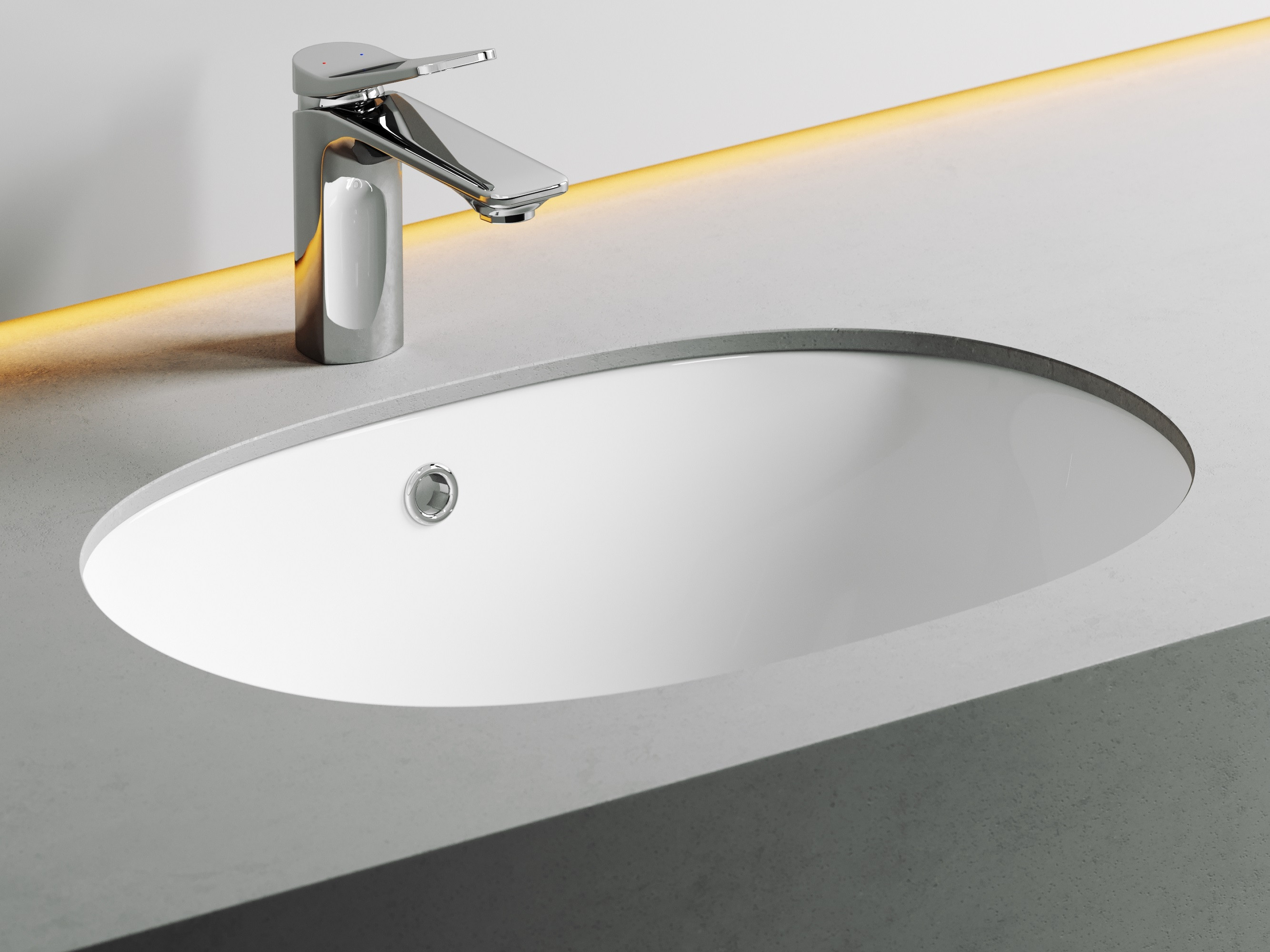 Умывальник овальный встраиваемый под столешницу Ceramicanova Element 565*385*210мм белый